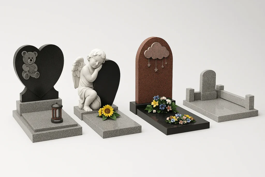 Дитячий пам’ятник із плиткою та декоративними елементами